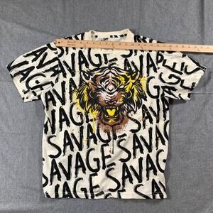 South Pole Savage Tiger Shirt Women Large White Short Sleeve